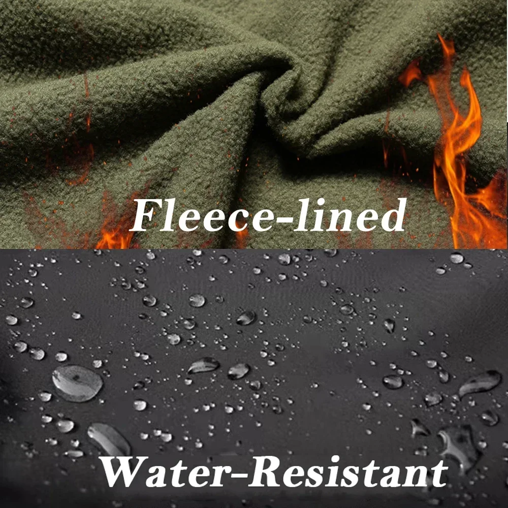 Men's Winter Pants Outdoor Windproof Waterproof Workwear Sharkskin Thick Tactical Trousers Fleece Warm Multi Pockets