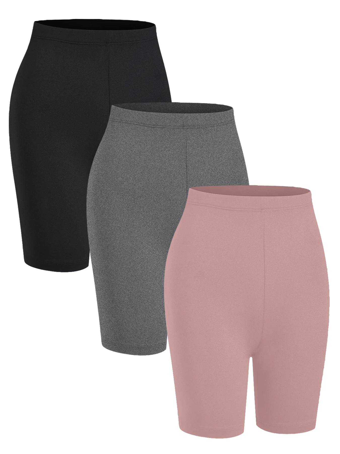 3er-Pack Damen Superweiche Radlerhosen Hochelastisch Blickdicht Workout Laufen Yoga Sport 6 Zoll Beinlänge Push-Up Fitness