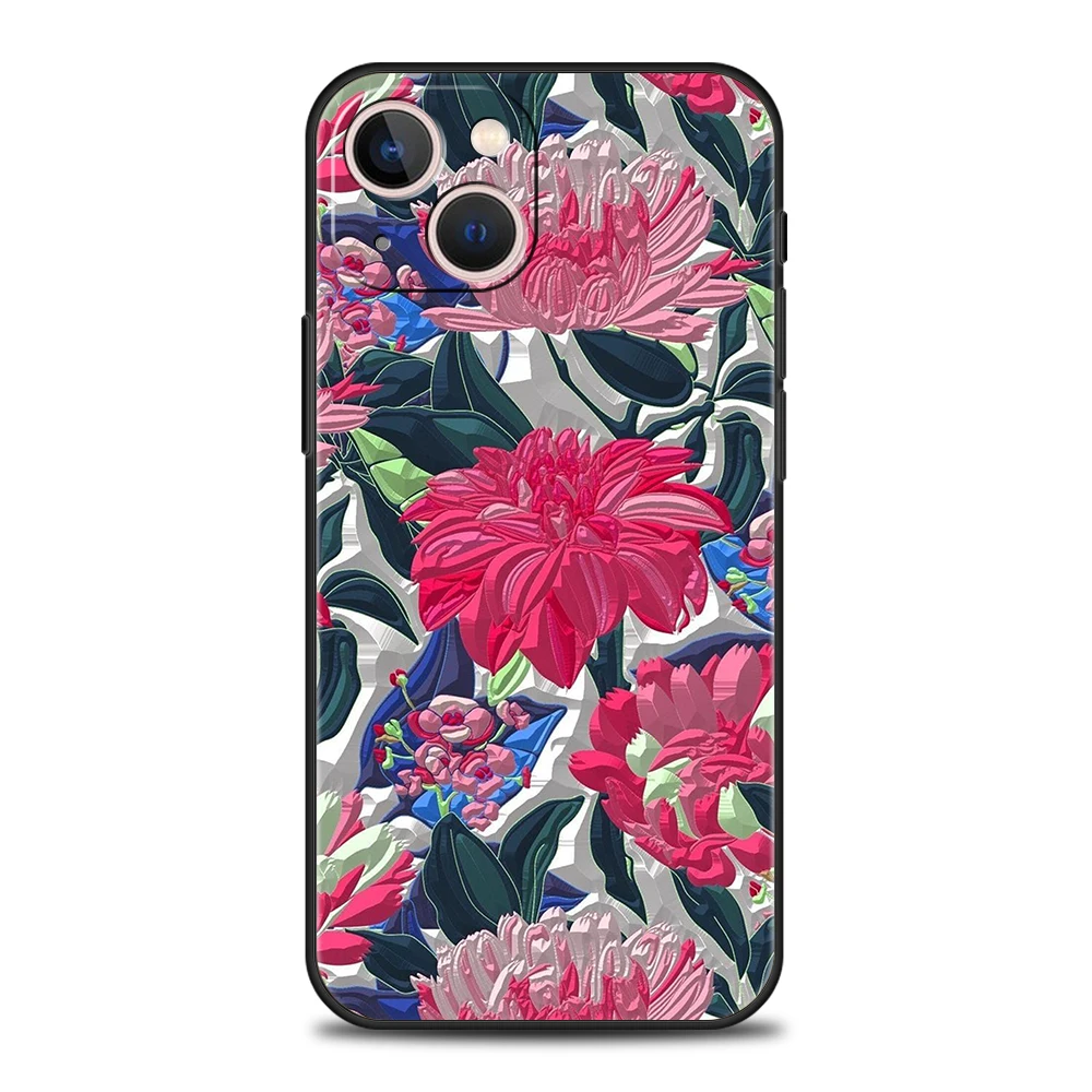 Elegant Abstract Flower House Shockproof Silicone Phone Case Cover