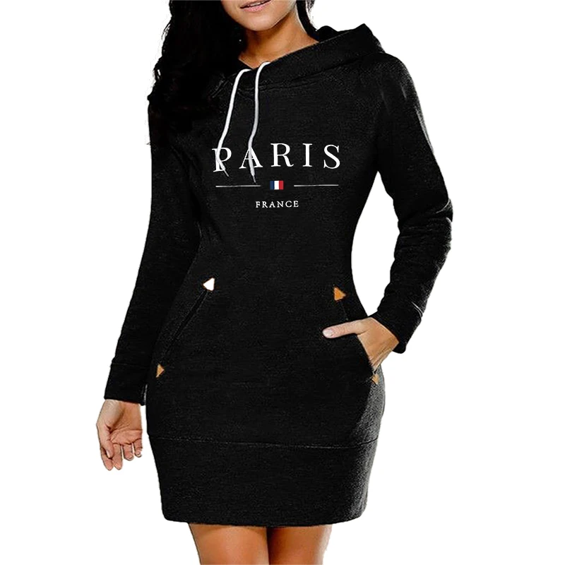 Paris Print Hooded Dress Top 2