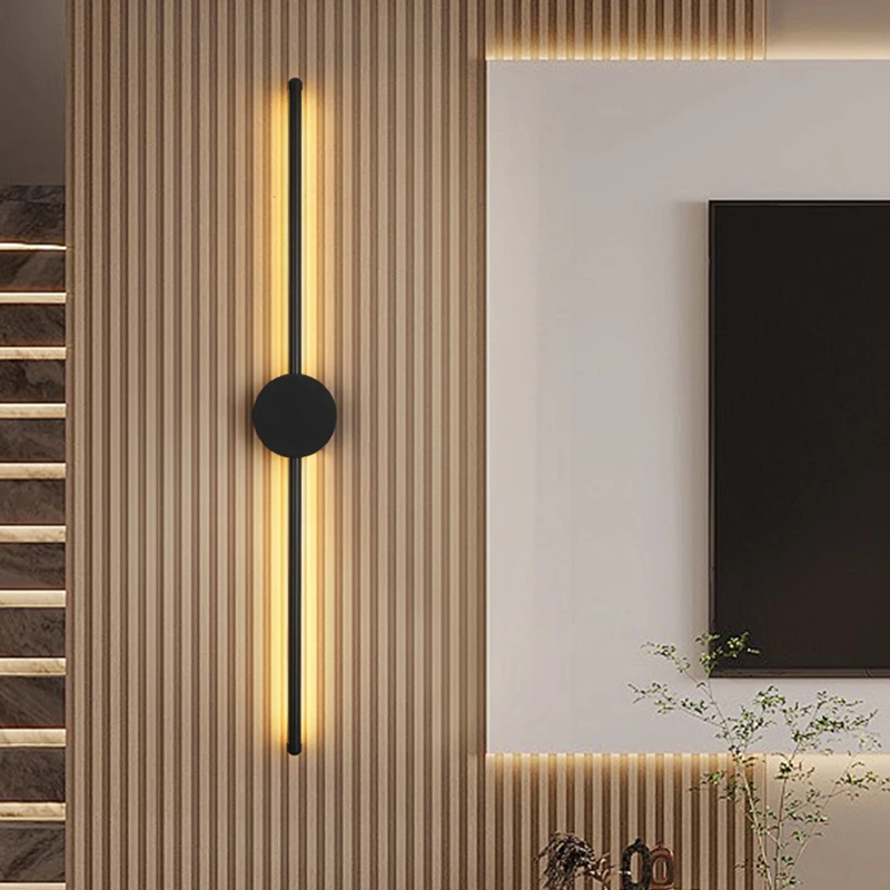 벽 Sconce 현대 미니멀리스트 Led 벽 램프 실내 긴 벽 조명 거실 침실 배경 벽 램프 홈 장식 - AliExpress 39