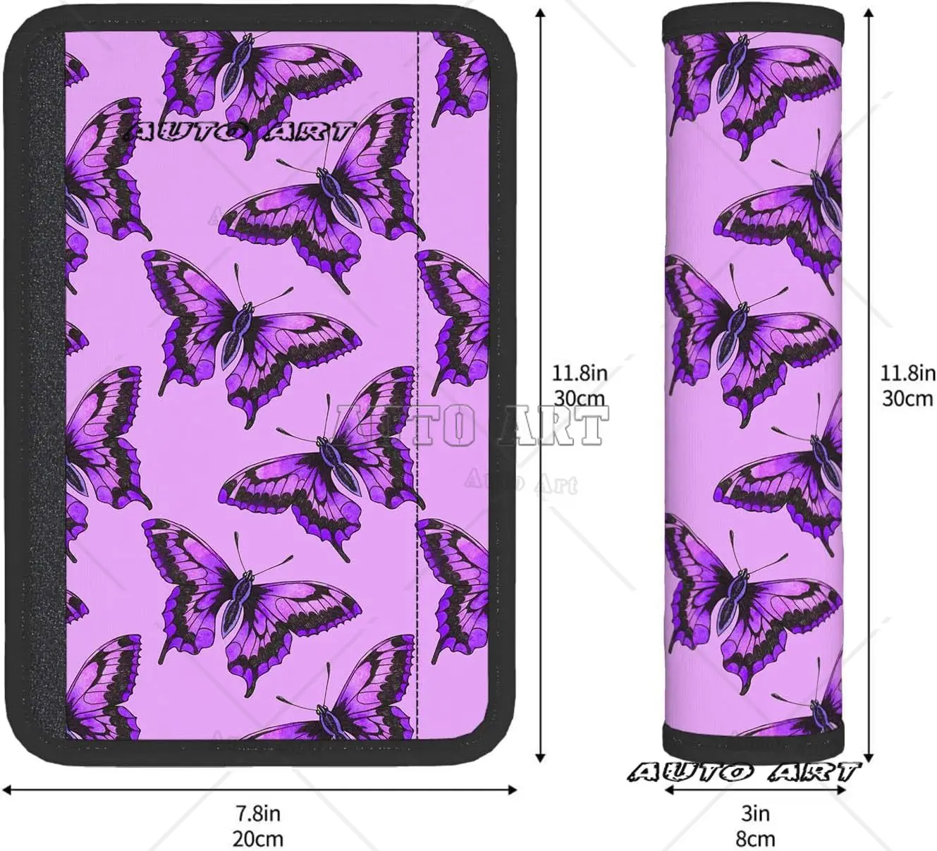 Purple Butterfly Seat Belt Cover Pads 2 Packs Shoulder Protectors Safety Pads Car Auto Accessories