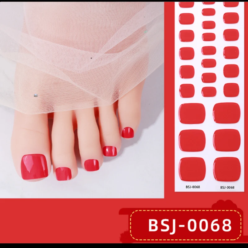32Tips French Semi Cured Gel Toenail Wraps UV Lamp Cured Full Cover Nail Sticker Fashion Color Long Lasting Nail Manicure Deca nail stickers nail art tools