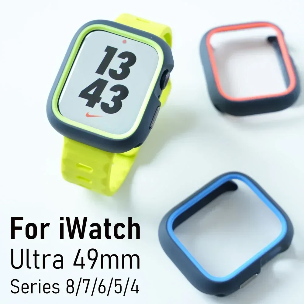 حافظة من البولي يوريثان + حزام سيليكون لساعة أبل ا...