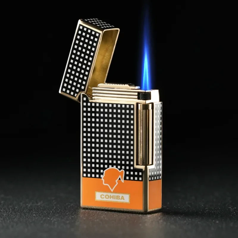 

COHIBA Outdoor Windproof Gas Filled Cigar Lighter Blue Flame Torch Turbo Jet Lighter Cigar Opener Gift Box Packaging Men's Gifts