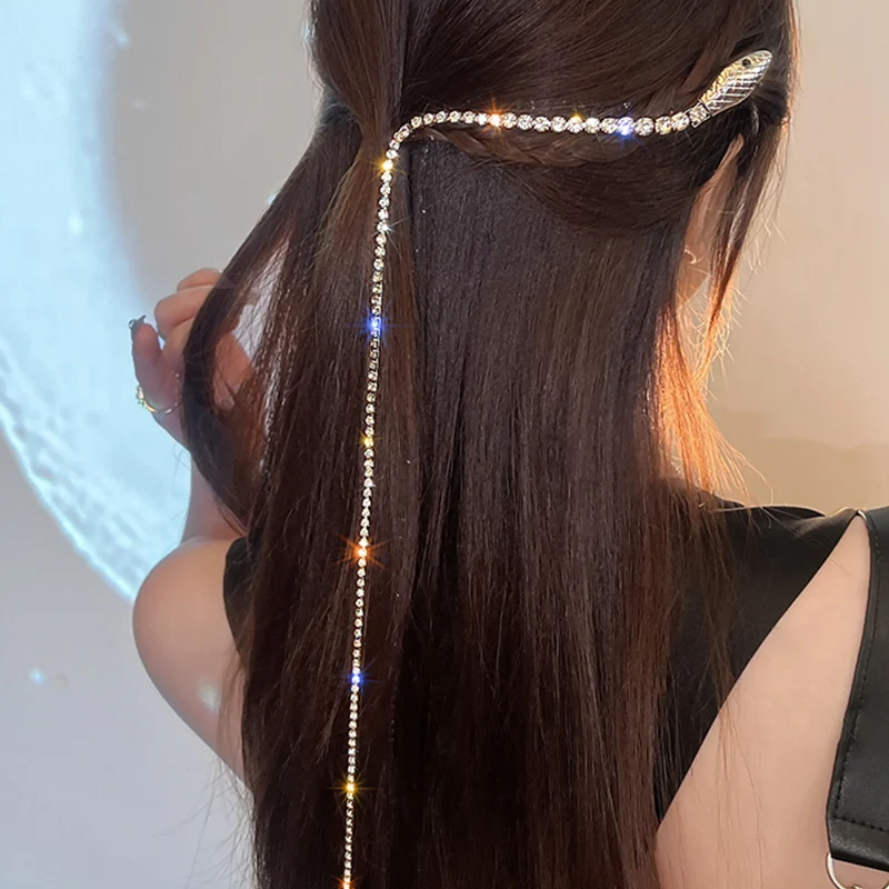 

Fashion Long Tassel Geometric Snake Hair Band for Women Girls New Unique Crystal Hair Sticks Hair Accessories Jewelry Dish Hair