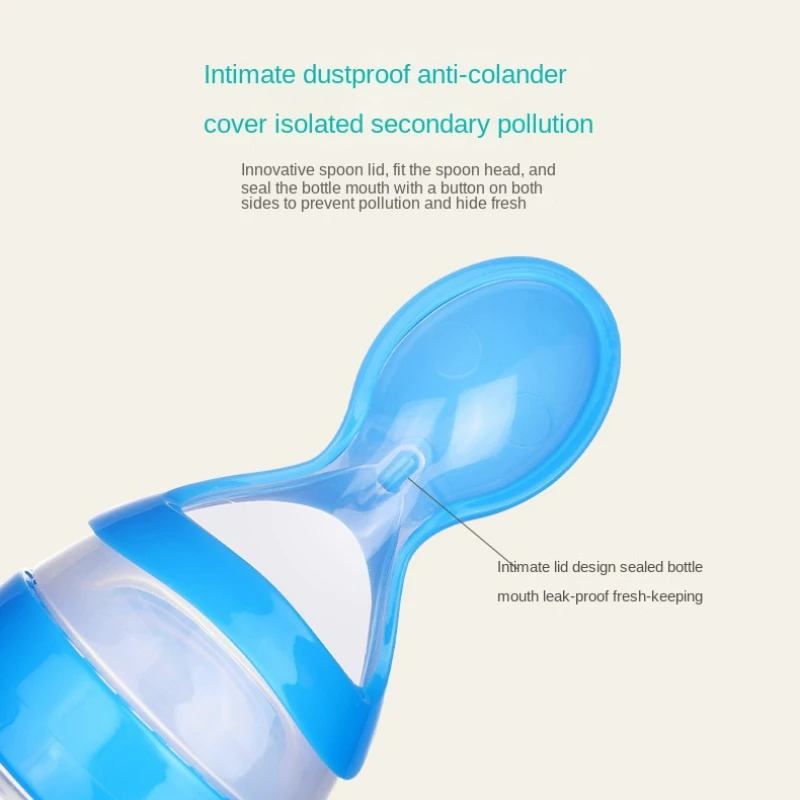 Silicone Feeding Spoon Learning Spoons Baby Cutlery Squeezing Feeding Bottle Spoon
