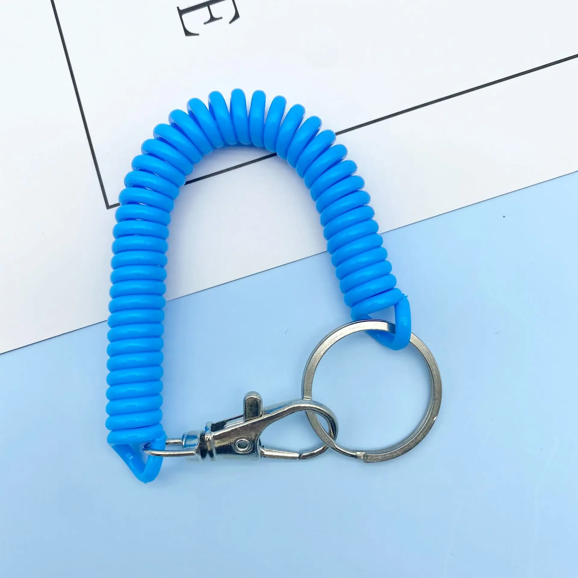 Spring Rope Key Chain Anti-Lost Mobile Phone Cord with Metal Carabiner Holder Straps Keychain Rope Rings Outdoor Camping Access