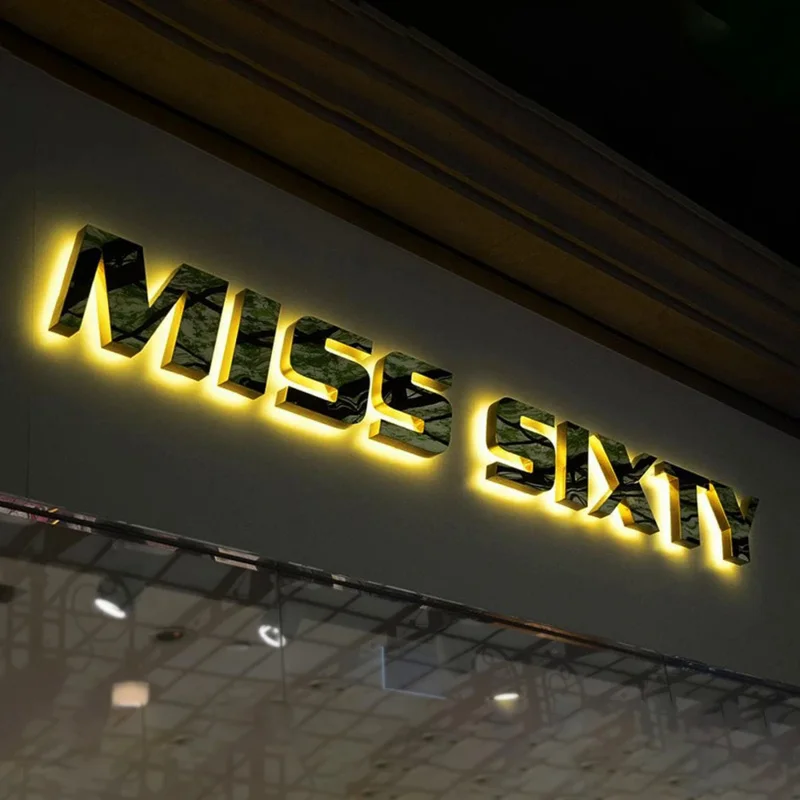 

Custom Metal 3d Billboards And Luminous Characters On The Back Of The Store Facade Led Backlit Letters