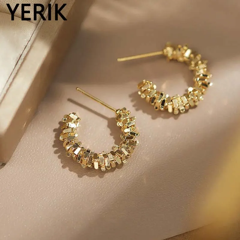 Yerik 여성용 빈티지 트위스트 웨이브 금속 C자형 반원형 귀걸이, 2023 새로운 패션 쥬얼리, 파티 럭셔리 액세서리