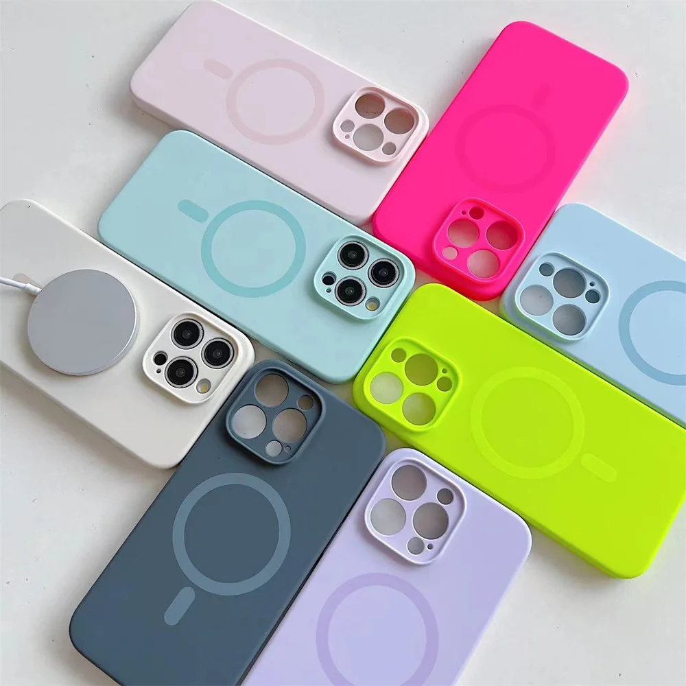 Vibrant Fluorescent Liquid Silicone Magnetic Case with Wireless Charging Compatibility