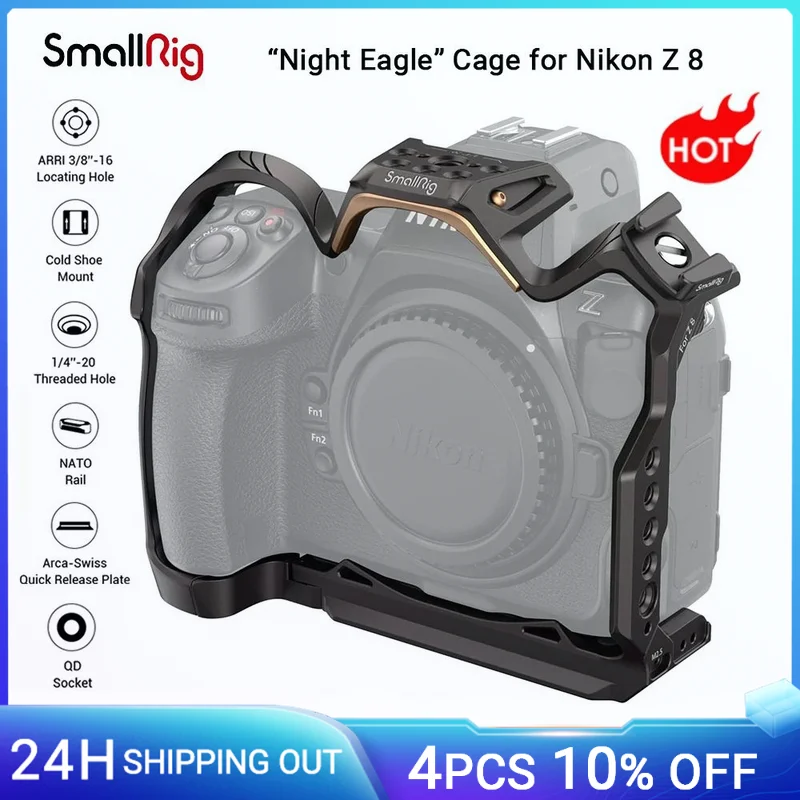 Gabbia Per Fotocamera Smallrig Night Eagle Z8 Per Nikon Z 8 Full Cage Con Piastra A Sgancio Rapido Per Arca-Swiss Per Microfono E Luce-4316