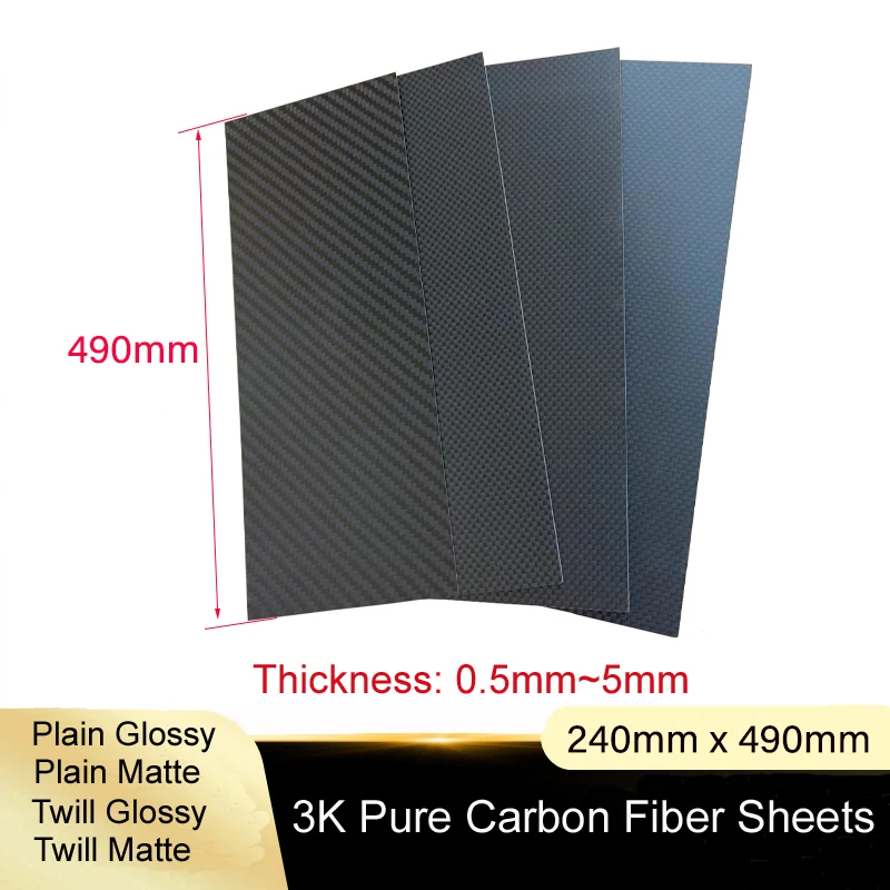 Placa de fibra de carbono para RC, 500x600mm, 3, 4, 5, 6mm, 3k, alta  resistencia, buena