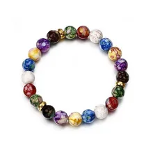 

1pc Natural Volcanic Stone Bracelet Women Men Colorful Energy Gem Stone Beaded Stretch Bracelet Gift Jewelry