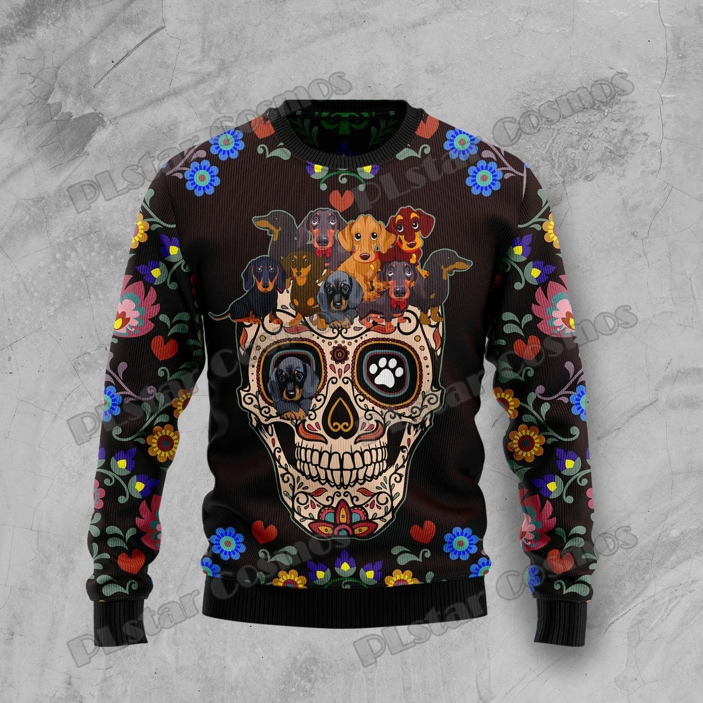 PLstar Cosmos Cat Ready For Halloween 3D Printed Men's Ugly Christmas Sweater Winter Unisex Casual Knit Pullover Sweater ZZM25