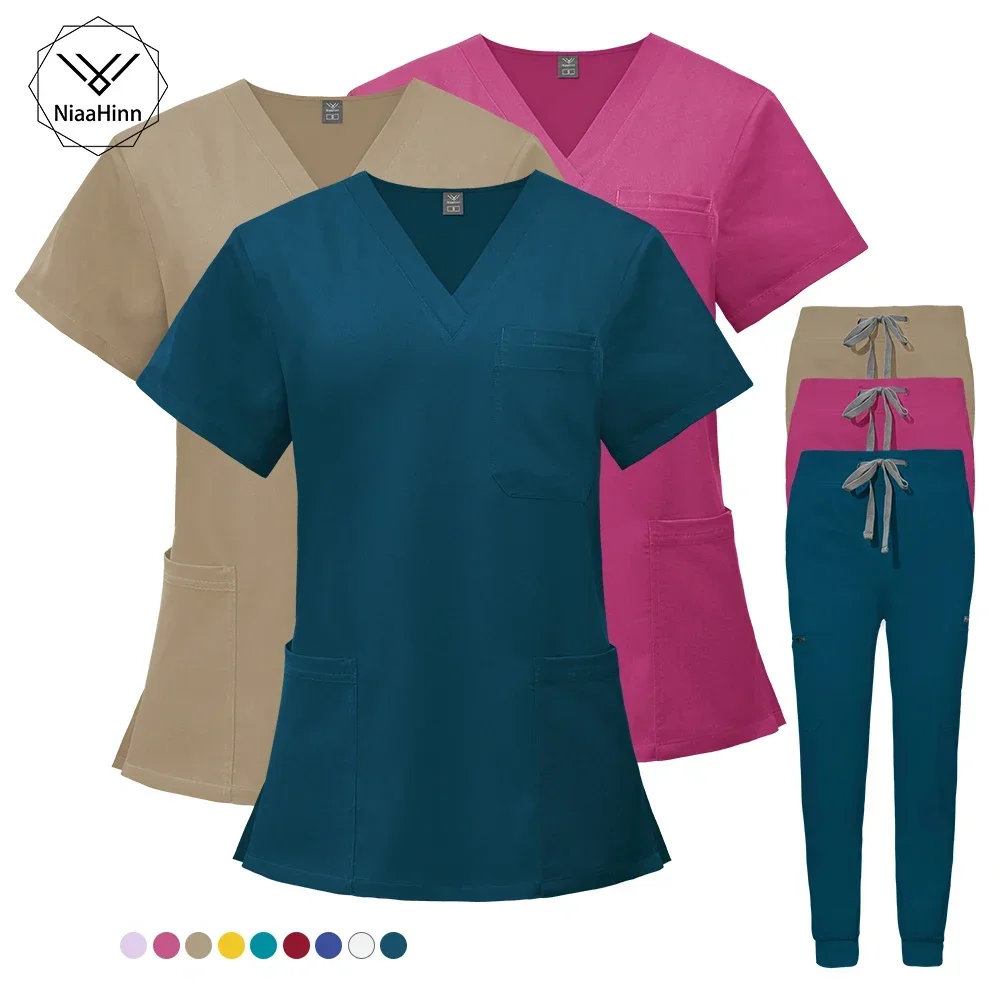 

Scrubs Set Women Nursing Uniform Surgical Doctor Nurse Working Clothes High Quality Medical Scrub Unisex Mens Laboratory Uniform