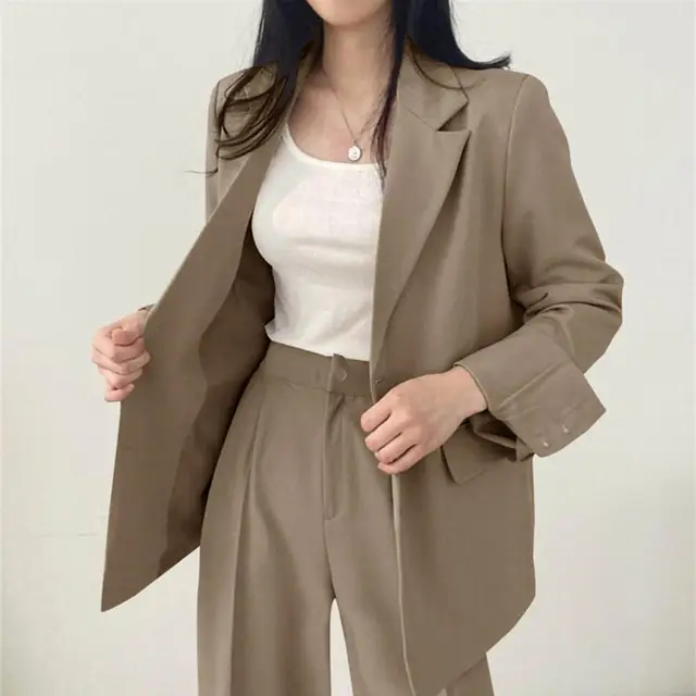 Wide Leg Suit Pants Set Elegant Women's Business Suit Set with Single-breasted Cardigan Jacket High Waist Wide for Professional 5 Wide Leg Suit Pants Set Elegant Women's Business Suit Set with Single-breasted Cardigan Jacket High Waist Wide for Professional 5