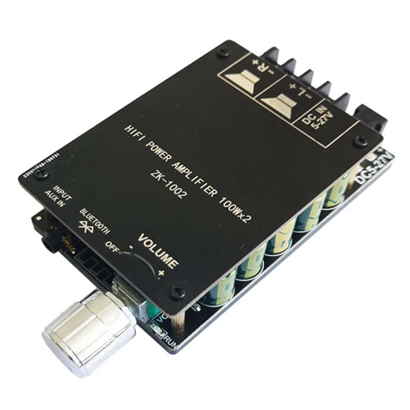 

ZK-1002 TPA3116 100Wx2 Плата усилителя сабвуфера высокой мощности 2,0 Стерео Bluetooth цифровой модуль платы усилителя мощности