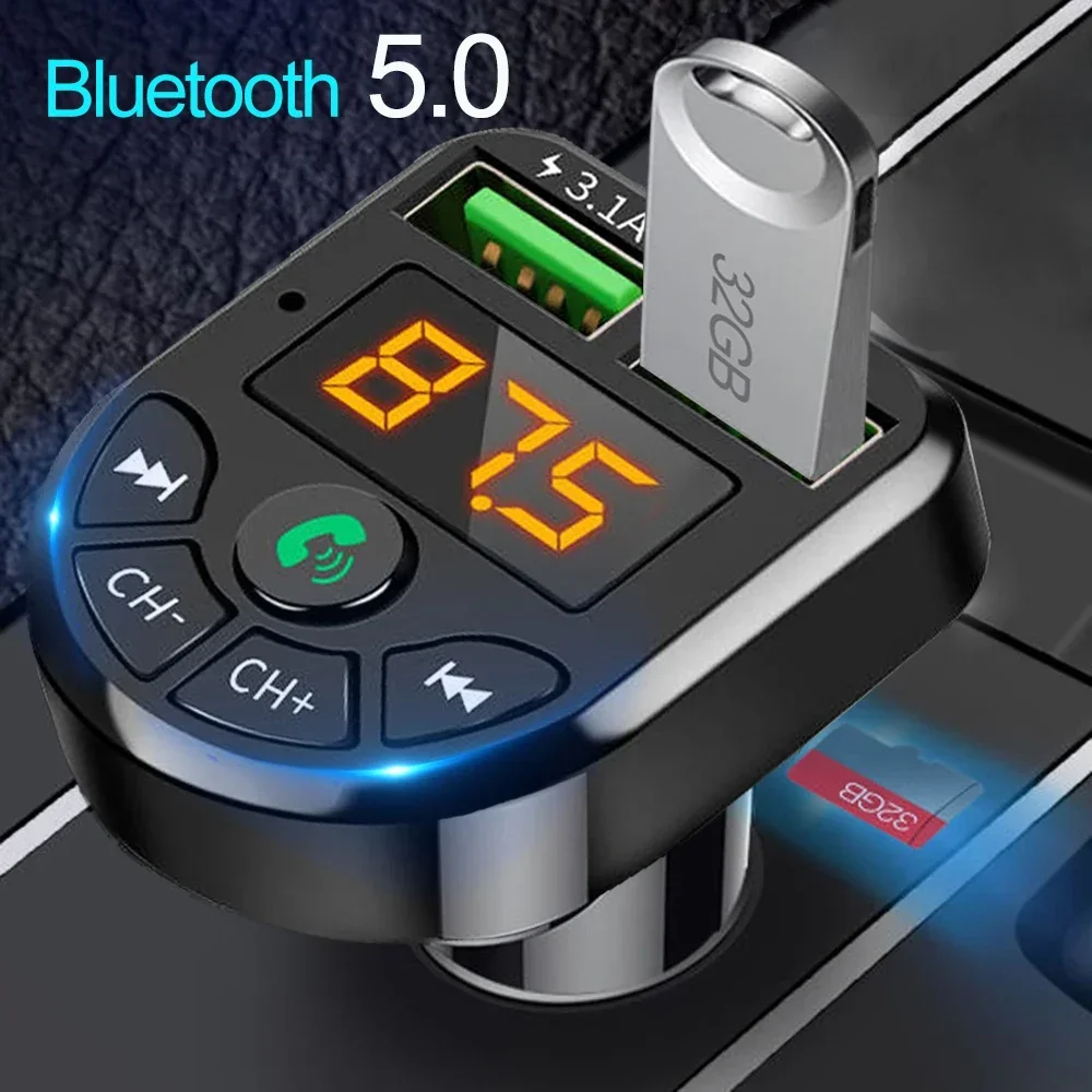 Car MP3 Player Automobile Bluetooth MP3 Player Wireless Audio Receiver Dual USB 3.1A Fast Charger FM Transmission