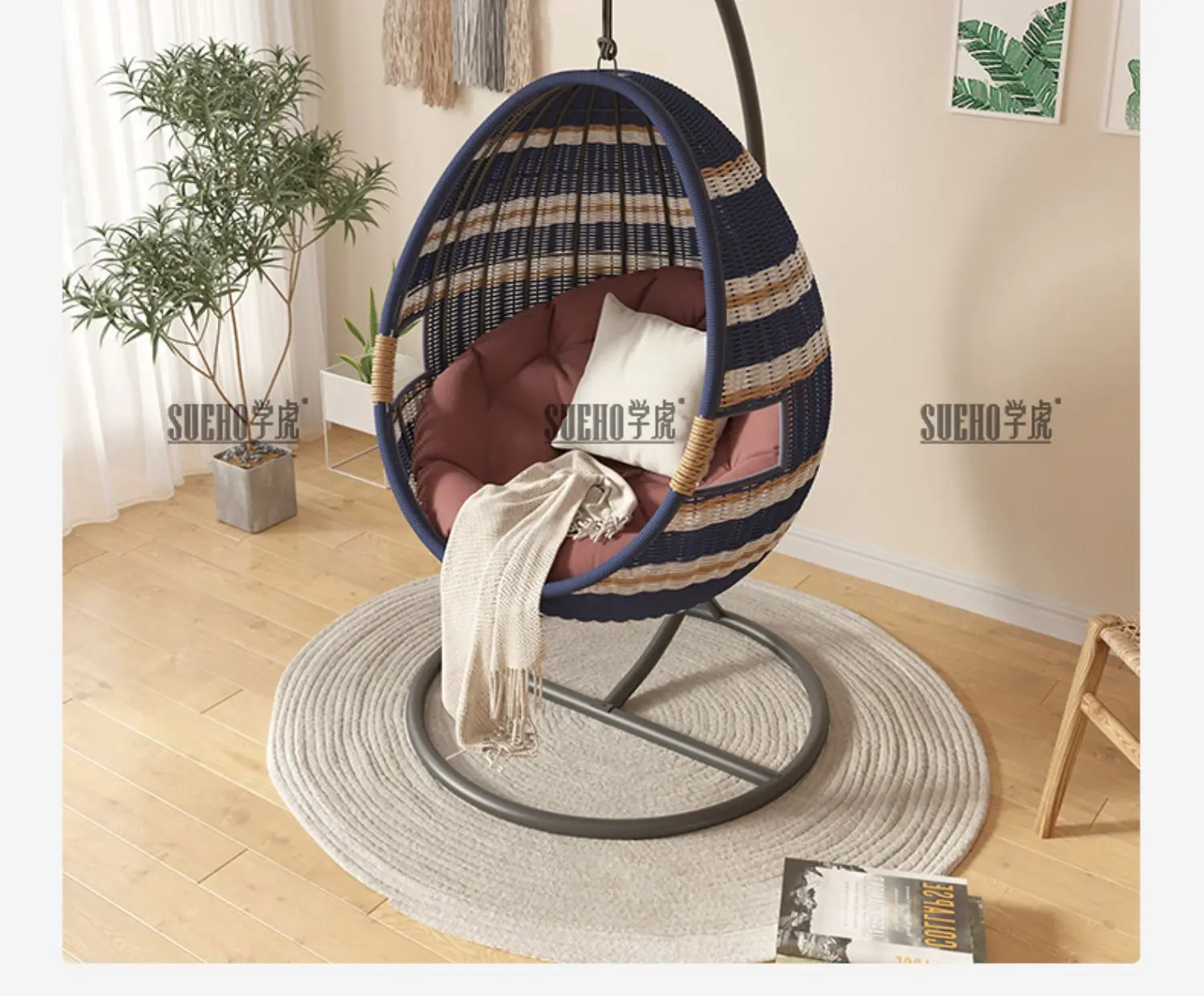 

Balcony swing hanging chair Weaving rattan hanging basket chair Household rocking chair Lying chair Indoor swing rocking