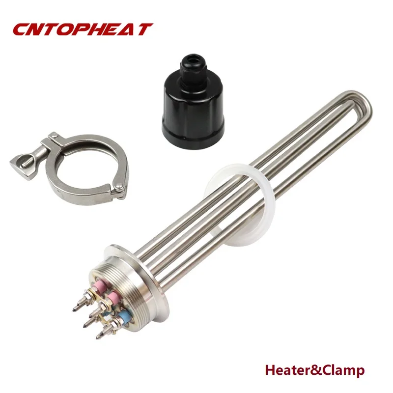240V 5500W Ultra Low Watt Density Water Heating Element 2 Tri-clamp(OD64)  Stainless Steel Electric Tubular Heater for Brewing