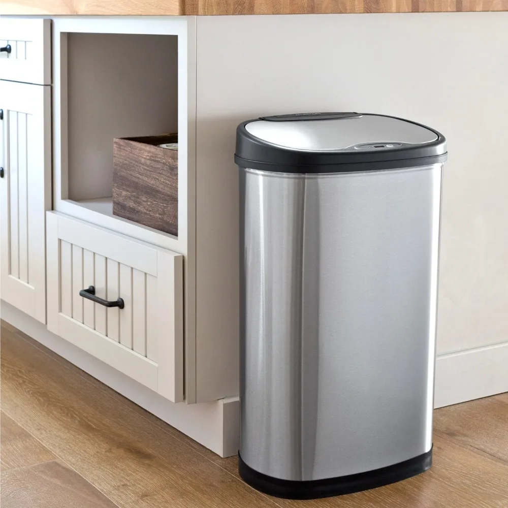 

13.2 Gallon Trash Can Wastebasket Motion Sensor Kitchen Trash Can Stainless Steel Freight Free Accessories Household Cleaning