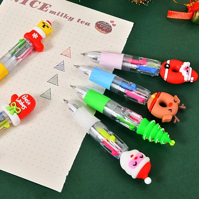 20pcs Mini 4-Color Round Ballpoint Pens - Fine Writing Tools for Office & Study, Christmas Gift Idea, Christmas Stationery 6