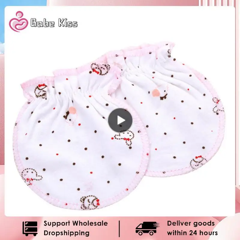 

Модные Детские Симпатичные простые детские перчатки с защитой от захвата безопасные хлопковые перчатки против царапин для новорожденных