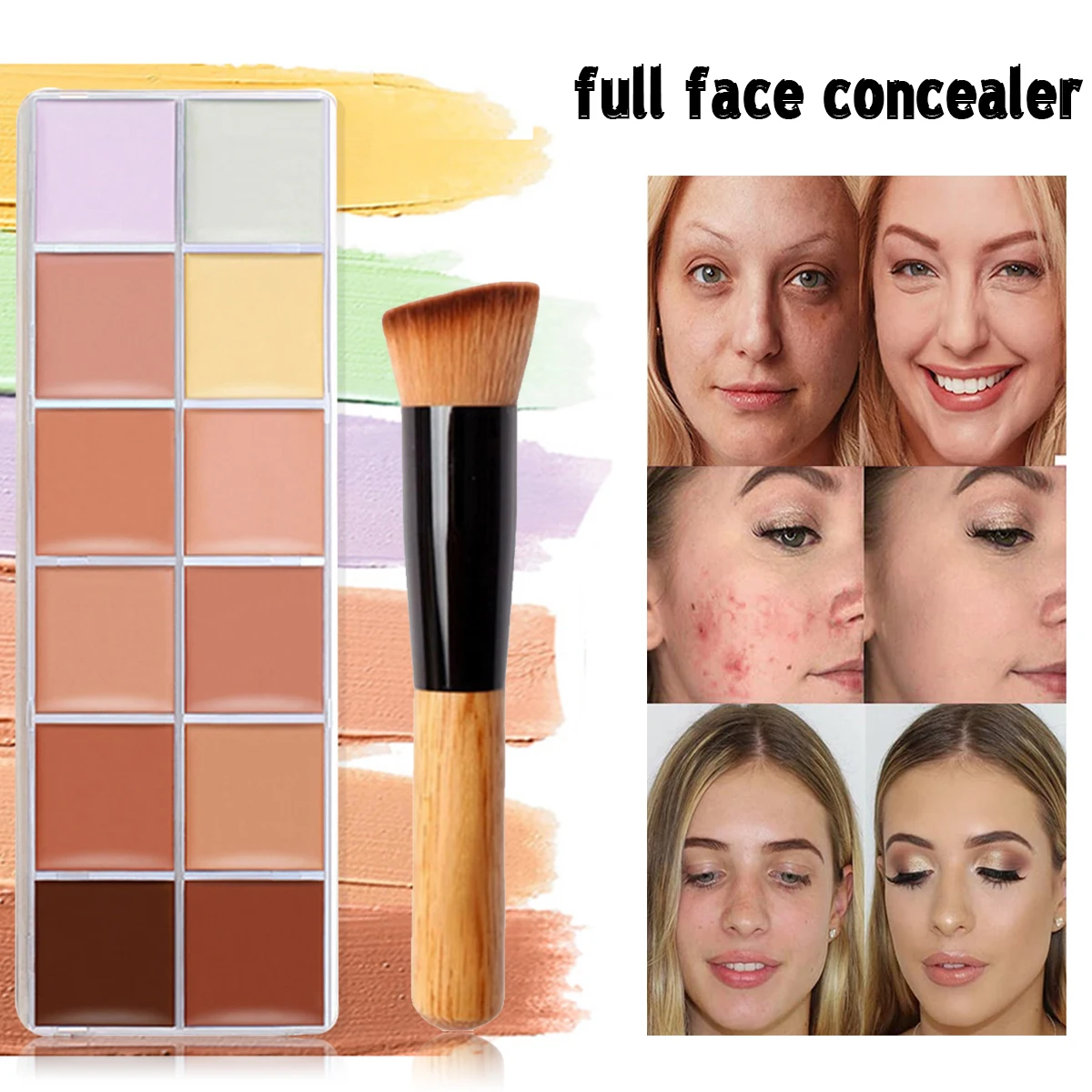 

12 Color Corrector Correcting Cream Concealer Contour Makeup Palette Set for Dark Circles and Puffiness Trouble Spots Redness
