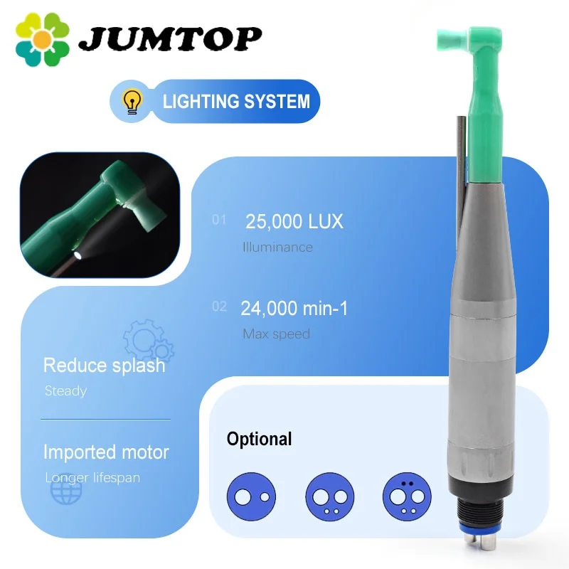 JUMTOP LED-polierter Luftmotor M4/B2/M6 Prophy-Handstück, reduziert die Öffnung des Mundes, verbessert das Behandlungserlebnis