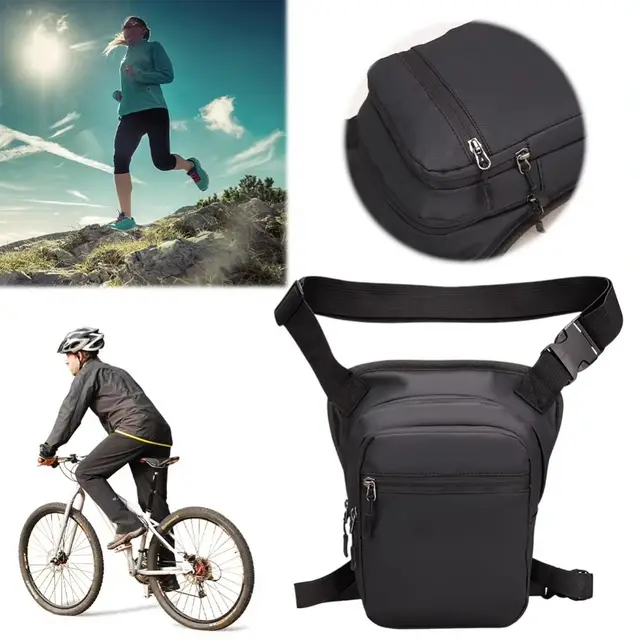 Large Capacity Cycling Drop Leg Bag PU Leather Zipper Multi-Function Fanny Pack Breathable Durable Travel Chest Bag Men 5