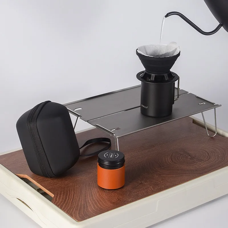 Hand Brewed Coffee Set Travel Car Camping, Portable Silicone Capsule Coffee Machine Slag-separated with Filter Paper Outdoor