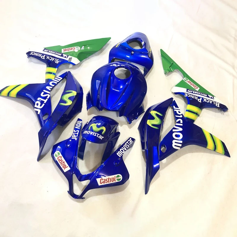 100% Fit Carene Moto Iniezione Per Honda Cbr 600 Rr 2007 2008 Blu Verde Movistar Cbr600Rr 07 08 Vendita Calda Carena Wsx40