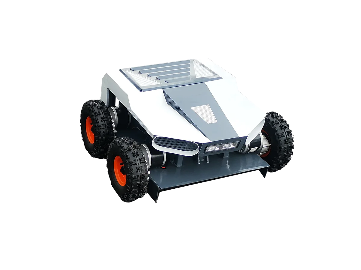 Full-electric-four-wheel-drive-wheel-unmanned-remote-control-lawn-mower ...