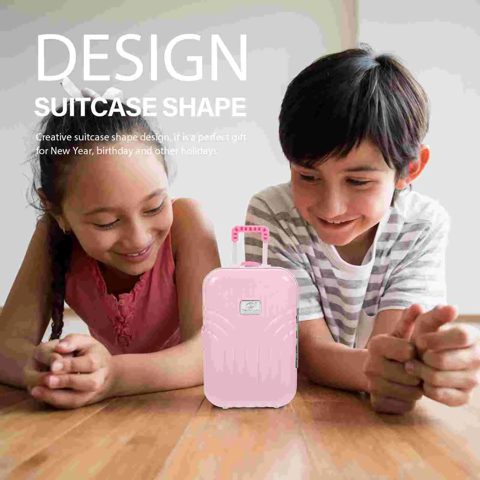 Girl Toy Suitcase Piggy Bank Shaped Coin Jar Kids Holder Home Ornament Wedding Pink Room Decoration Money Travel 5