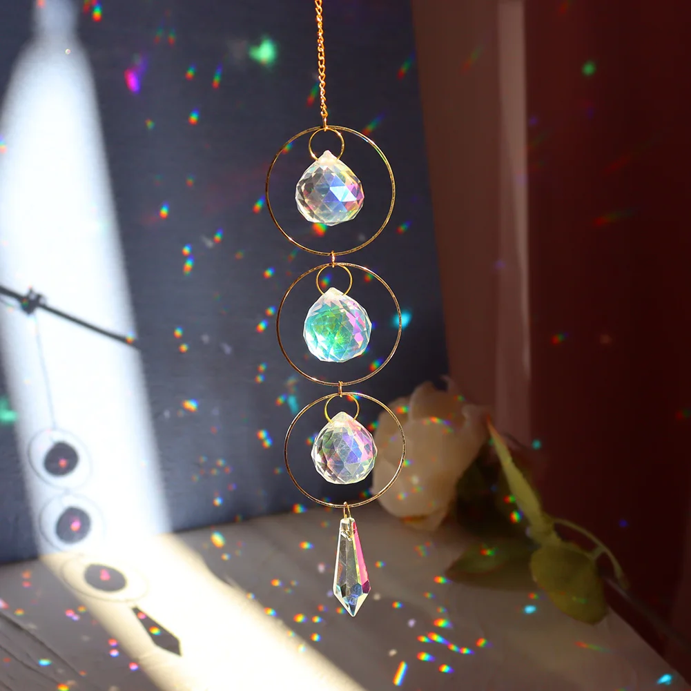 Sun Catcher Crescent Moon Pendant Rainbow Maker DIY Outdoor Garden Ornament