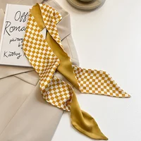 Yellow pastel color multifunctional decoration small silk scarf, women's French hair collar scarf bag accessories - Image 6