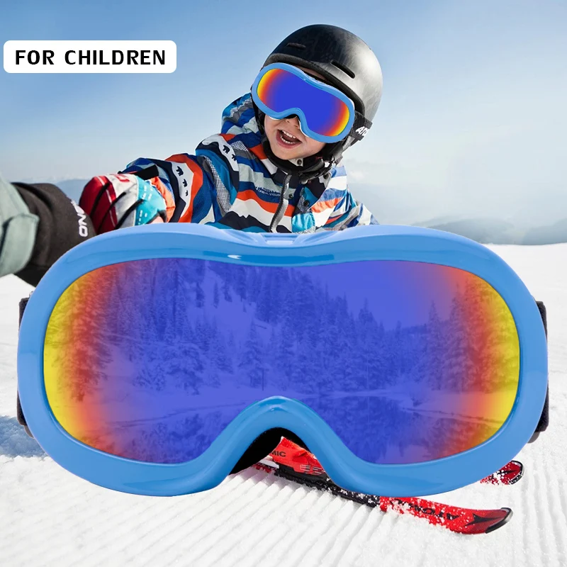 

Kids Professional Winter Anti-Fog Ski Goggles Small Kids Double Layer UV400 Mask Glasses Ski Girls Boys Snowboard Goggles Sports