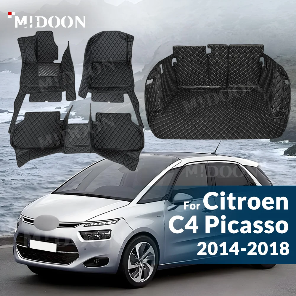 MOTOS Set di tappetini in gomma e tappetini per il bagagliaio per Citroen C4 Cactus 2014-2020 Migliorare il comfort di viaggio con tappetino antiscivolo auto 3D- tappetini per tutte le stagioni auto