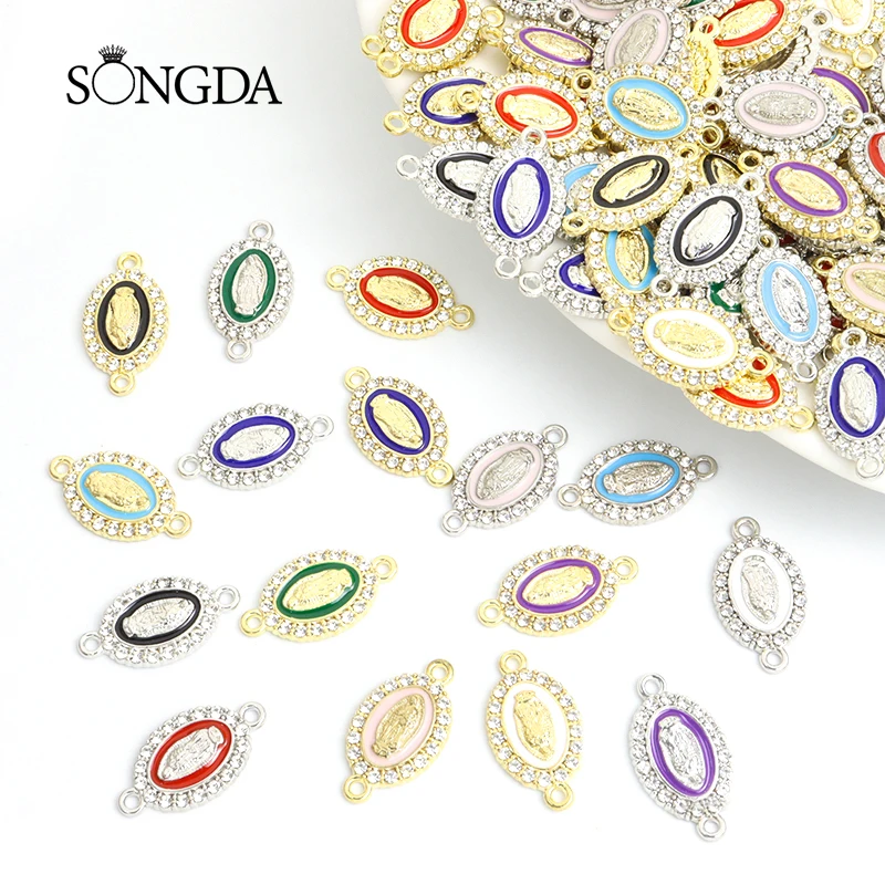 

10pcs Religious Virgin Mary Crystal Charms Connectors for Making Jewelry Handmade Bracelets Pendants Accessories Supplies Crafts