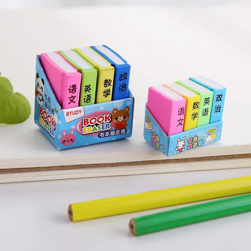 

24 Pcs Creative Cute Language Math Textbook Candy Color Eraser Eraser Student Eraser Stationery Manufacturers Wholesale