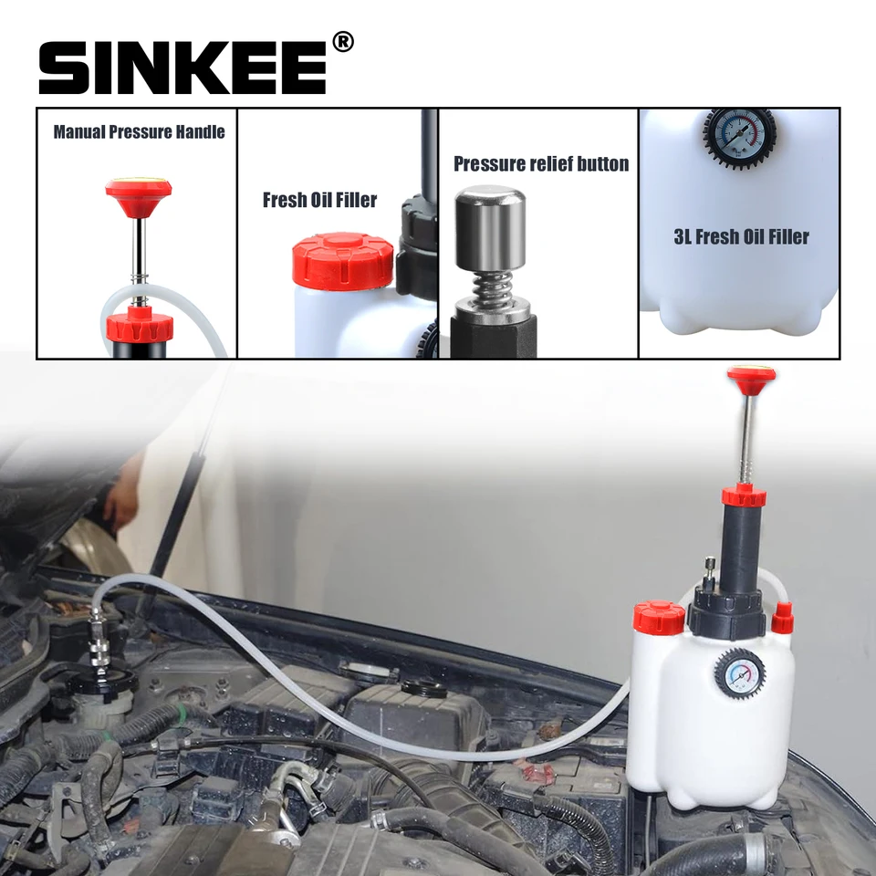 Bomba De Transferencia De Fluido 3L - Extrae Y Llena Aceite, ATF, Líquido Refrigerante, Con Adaptadores