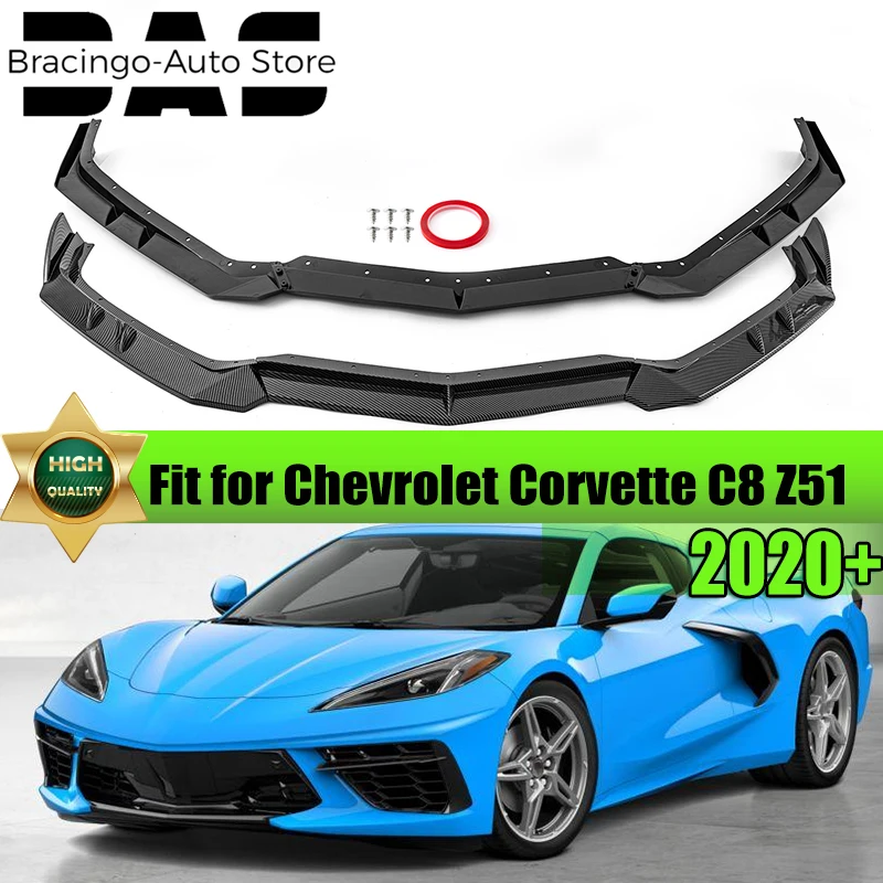 

Fit For Chevrolet Corvette C8 Z51 2020+ Spoiler Car Front Bumper Lip Splitter Diffuser Guard Body Kit ID Style