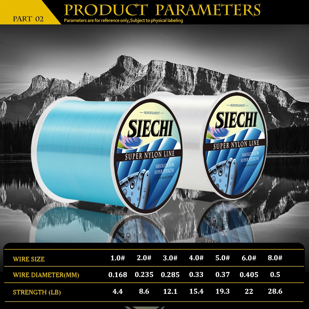 SIECHI 1000M 500M Super Fishing Line Japan Bionic Speckle Fishing Line Fluorocarbon Coated Monnofilament Nylon Line 2