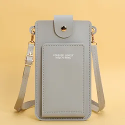 Women's Crossbody Touch Screen Phone Bag - Stylish PU Leather Shoulder Wallet & Organizer (Grey)