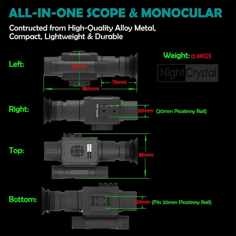 NK008 Digital Night Vision Scope, Hunting Infrared Riflescope Monocular 5X Zoom