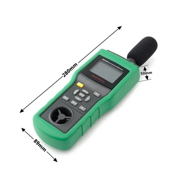 Multifunction Environment Meter: Digital Temperature, Humidity, Sound,  Light and Air Flow Meter