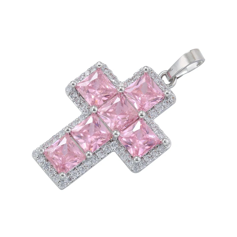 ZHUKOU Kreuzanhänger Kubisches Zirkonia Kreuz Charms für Frauen Handgefertigte Halsketten Schmuckmaterialien Schmuckzubehör VD1277 – Detail 7