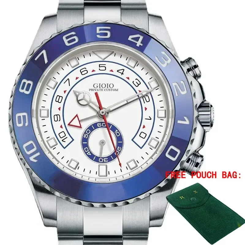 

Luxury New Automatic Mechanical Man Watch Stainless Steel Bracelet Silver Gold GMT Watches 44mm Blue Ceramic Bezel Yacht