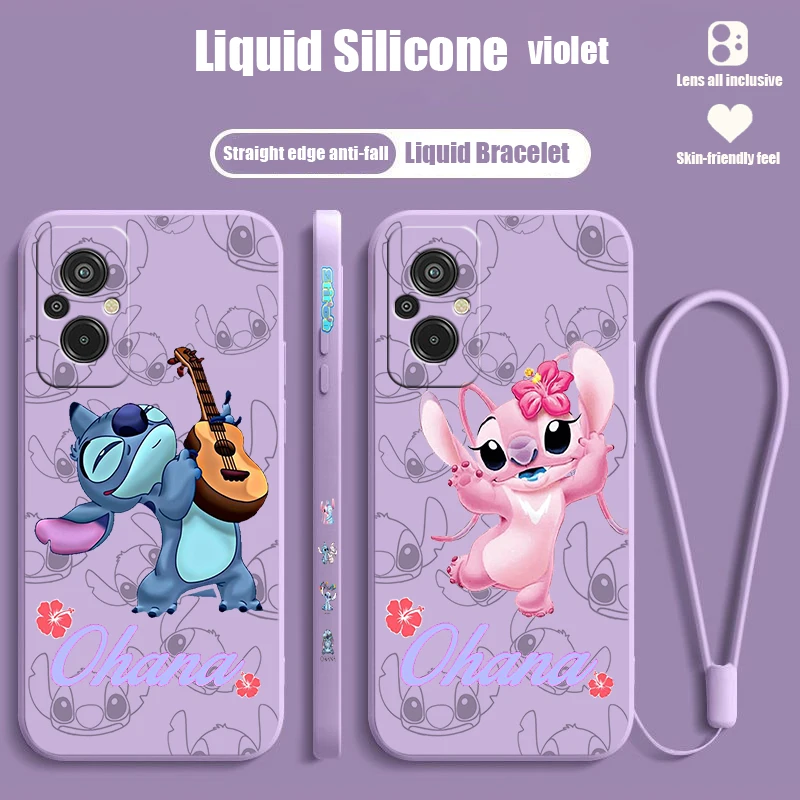 Disney Stitch Coppia Per Xiaomi Redmi 12C 11A 10C 10X 9T 9C 9A 9A 8A 7A A2 A1 Plus Prime Liquid Left Rope Phone Case